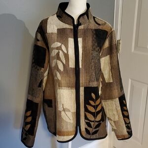 Coldwater Creek Black and Brown Leaf Jacket